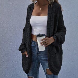 Double Pocket Batwing Sleeve Cardigan